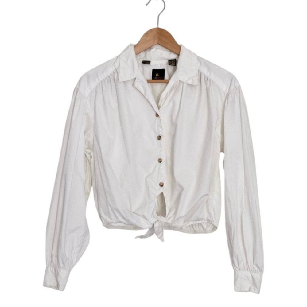 Vintage 90s Cropped White Blouse by LizSport